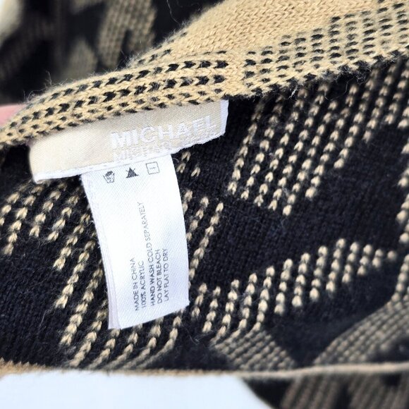 Michael Kors Scarf MK Logo Reversible Black Tan Unisex - Picture 5 of 6